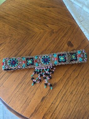 Vintage 1960’s Beaded Glass Fringe Wais Cinch Belt-Rare